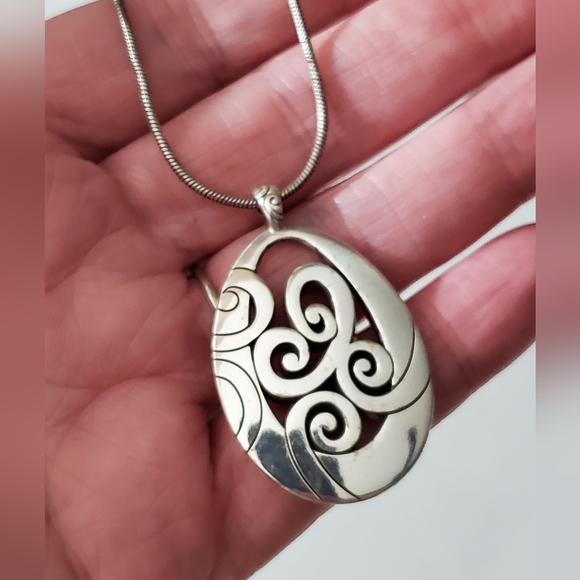 Brighton Mingle Scroll reversible necklace silver snake chain 18" - Picture 11 of 12